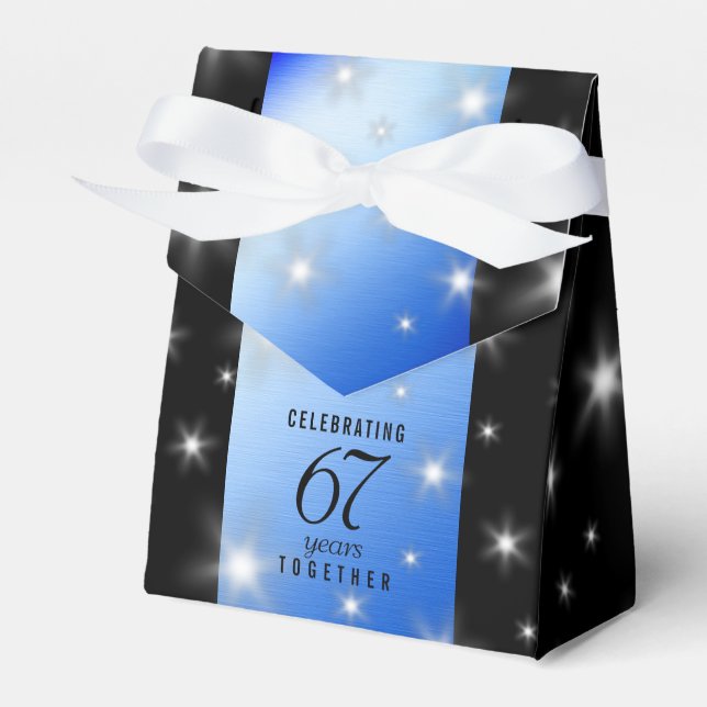 Elegant 67th Star Sapphire Wedding Anniversary Favor Boxes (Front Side)