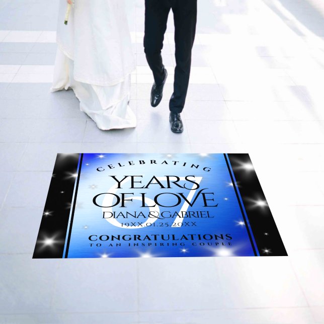 Elegant 67th Star Sapphire Wedding Anniversary Floor Decals (Wedding)