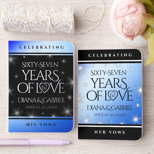 Elegant 67th Star Sapphire Wedding Anniversary Foil Vow Books