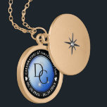 Elegant 67th Star Sapphire Wedding Anniversary Gold Plated Necklace<br><div class="desc">Celebrate the 67th wedding anniversary with this commemorative locket! Elegant black and white lettering with stylized stars twinkling on a sapphire blue background add a memorable touch for this special occasion and extraordinary milestone. Customize with couple's initials, a special message, and dates for their star sapphire anniversary. Design © W.H....</div>