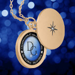 Elegant 67th Star Sapphire Wedding Anniversary Gold Plated Necklace<br><div class="desc">Celebrate the 67th wedding anniversary with this commemorative locket! Elegant black and white lettering with stylized stars twinkling on a sapphire blue background add a memorable touch for this special occasion and extraordinary milestone. Customize with couple's initials, a special message, and dates for their star sapphire anniversary. Design © W.H....</div>