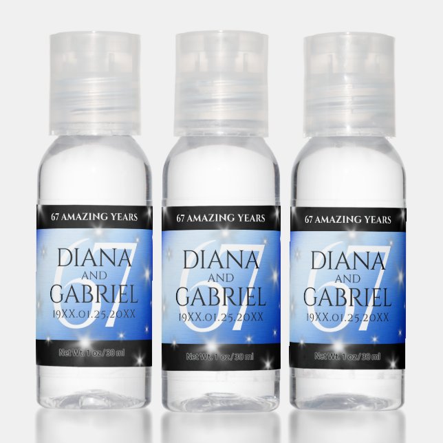 Elegant 67th Star Sapphire Wedding Anniversary Hand Sanitizer (Set)