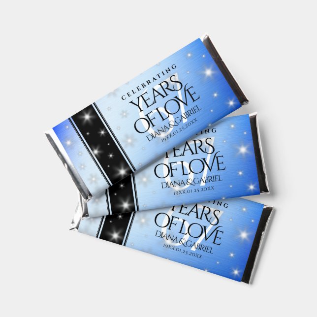 Elegant 67th Star Sapphire Wedding Anniversary Hershey Bar Favors (Front)