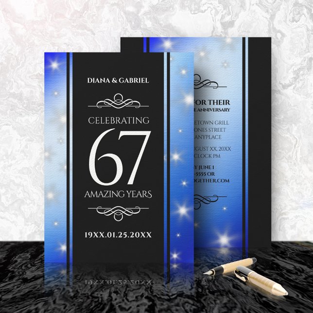 Elegant 67th Star Sapphire Wedding Anniversary Invitation (Creator Uploaded)