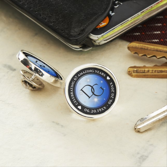 Elegant 67th Star Sapphire Wedding Anniversary Lapel Pin (In Situ)