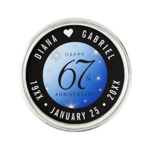 Elegant 67th Star Sapphire Wedding Anniversary Lapel Pin