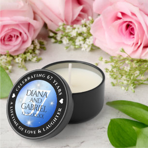 Elegant 67th Star Sapphire Wedding Anniversary Mini Candle Favors