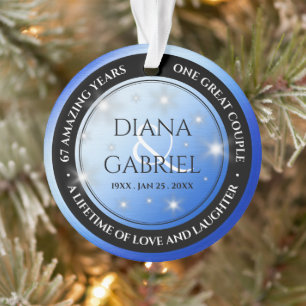 Elegant 67th Star Sapphire Wedding Anniversary Ornament
