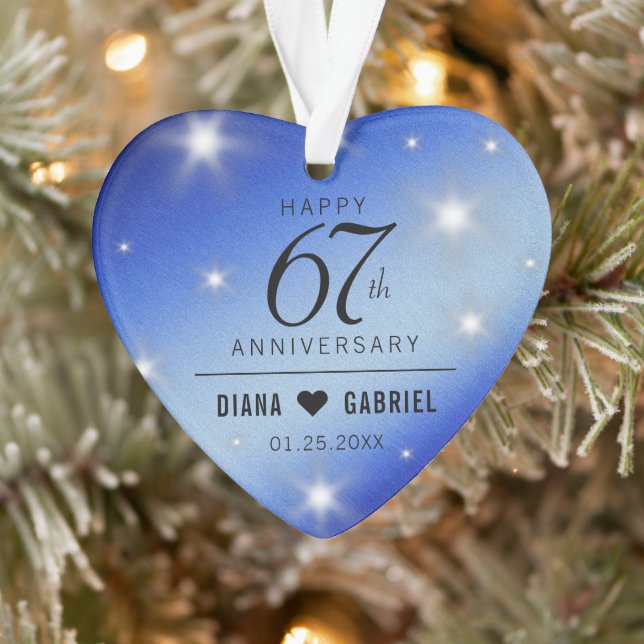 Elegant 67th Star Sapphire Wedding Anniversary Ornament (Tree)