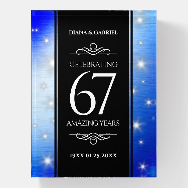 Elegant 67th Star Sapphire Wedding Anniversary Paperweight (Vertical)