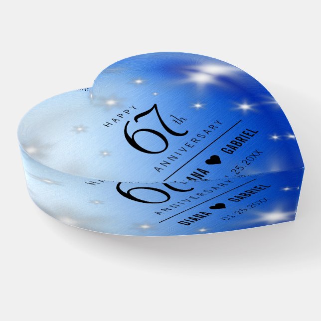 Elegant 67th Star Sapphire Wedding Anniversary Paperweight (Angled)
