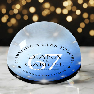 Elegant 67th Star Sapphire Wedding Anniversary Paperweight