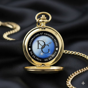 Elegant 67th Star Sapphire Wedding Anniversary Pocket Watch
