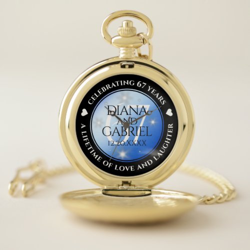 Elegant 67th Star Sapphire Wedding Anniversary Pocket Watch