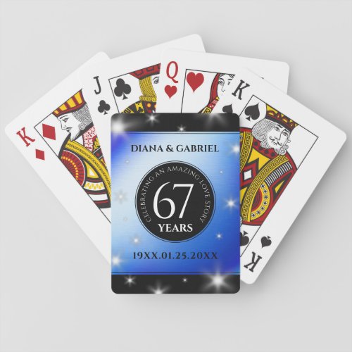 Elegant 67th Star Sapphire Wedding Anniversary Poker Cards