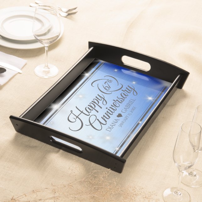 Elegant 67th Star Sapphire Wedding Anniversary Serving Tray (Front)