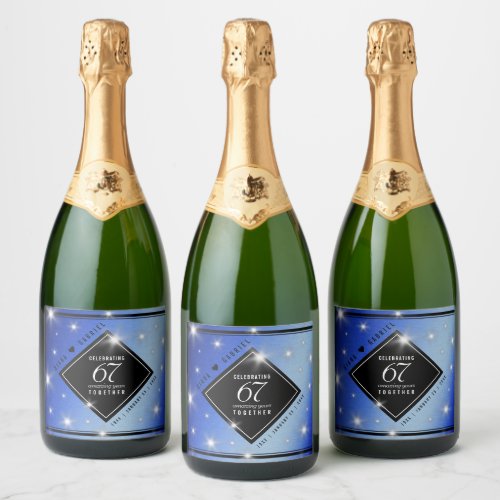 Elegant 67th Star Sapphire Wedding Anniversary Sparkling Wine Label