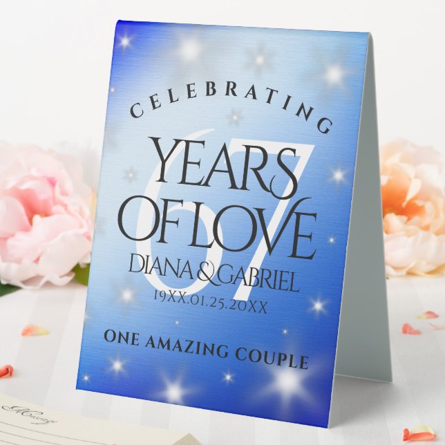 Elegant 67th Star Sapphire Wedding Anniversary Table Tent (In SItu (Wedding))