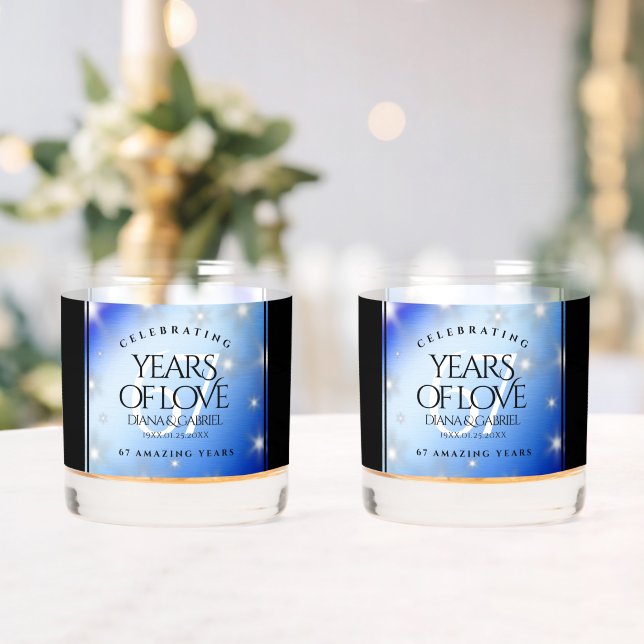 Elegant 67th Star Sapphire Wedding Anniversary Whiskey Glass (Insitu (Wedding))