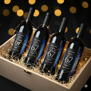 Elegant 67th Star Sapphire Wedding Anniversary Wine Label