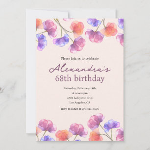 Elegant 68th birthday invitations Boho Floral Chic