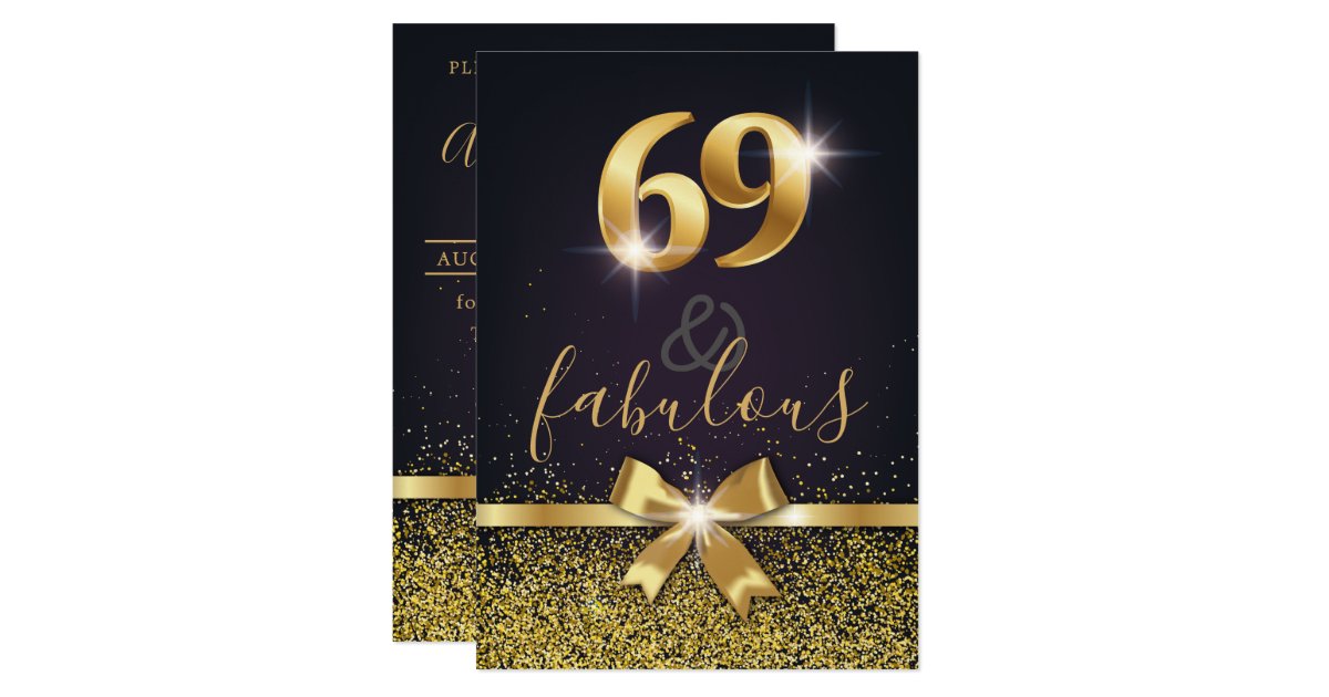 Elegant 69 & Fabulous Gold Glitter 69th Birthday Invitation | Zazzle.com