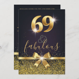Elegant 69 & Fabulous Gold Glitter 69th Birthday Invitation