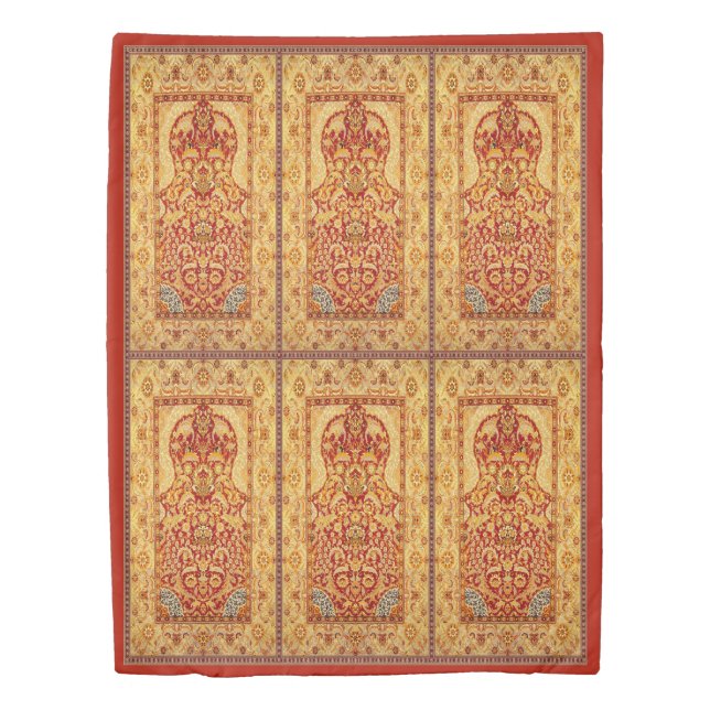 Elegant 6-Person Washable Muslim Prayer Rug 89x68" Duvet Cover (Front)