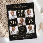 Elegant 6 Photo Black Gold Graduation Thank You Postcard<br><div class="desc">Introducing our exquisite personalized graduation thank you cards, the perfect way to express your gratitude and appreciation in style. Designed for the modern graduate, these cards feature a sleek and elegant layout adorned with a chic photo collage option, allowing you to showcase up to six of your favorite senior year...</div>