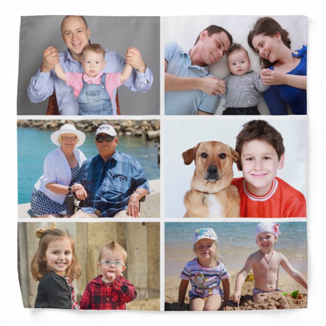 Elegant 6 Photo Collage Bandana (Front)