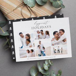 Elegant 6 Photo Collage Christmas Happiest Holiday Card