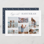 Elegant 6 Photo Collage Happiest Hanukkah Holiday Card<br><div class="desc">Share cheer with these modern minimal Hanukkah holiday cards featuring 6 of your favorite photos in a horizontal grid collage layout. "Happiest Hanukkah" appears at the top in hand lettered calligraphy and classic serif lettering. Personalize this elegant minimalist design with your family name and the year beneath.</div>