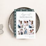 Elegant 6 Photo Collage Happiest Holiday Card<br><div class="desc">Share cheer with these modern holiday cards featuring 6 of your favorite photos in a grid collage layout. "Happiest Holidays" appears at the top in hand lettered calligraphy and classic serif lettering. Personalize with your family name and the year at the lower right.</div>