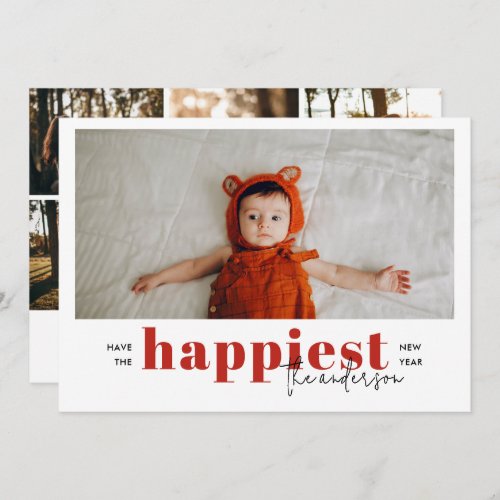 Elegant 6 Photo Collage Have the Happiest New Year Holiday Card