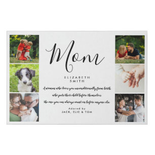 Elegant 6 Photo Collage Mom Quote Faux Canvas Print