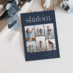 Elegant 6 Photo Collage Shalom Hanukkah Foil Holiday Card<br><div class="desc">Share cheer with these modern Hanukkah holiday cards featuring 6 of your favorite photos in a grid collage layout. "Shalom" appears at the top in silver foil connected lettering adorned with tiny stars. Personalize with your holiday greeting,  family name and the year at the lower right.</div>