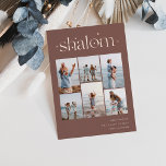 Elegant 6 Photo Collage Shalom Hanukkah Foil Holiday Card<br><div class="desc">Share cheer with these modern Hanukkah holiday cards featuring 6 of your favorite photos in a grid collage layout. "Shalom" appears at the top in rose gold foil connected lettering adorned with tiny stars. Personalize with your holiday greeting,  family name and the year at the lower right.</div>