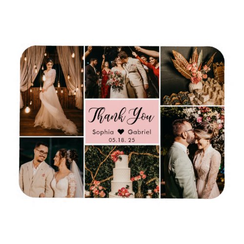 Elegant 6 Photo Collage Wedding Thank You Magnet