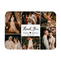 Elegant 6 Photo Collage Wedding Thank You Magnet