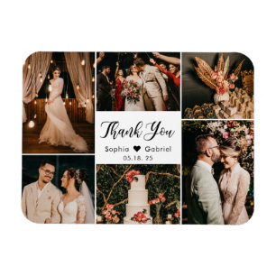 Elegant 6 Photo Collage Wedding Thank You Magnet