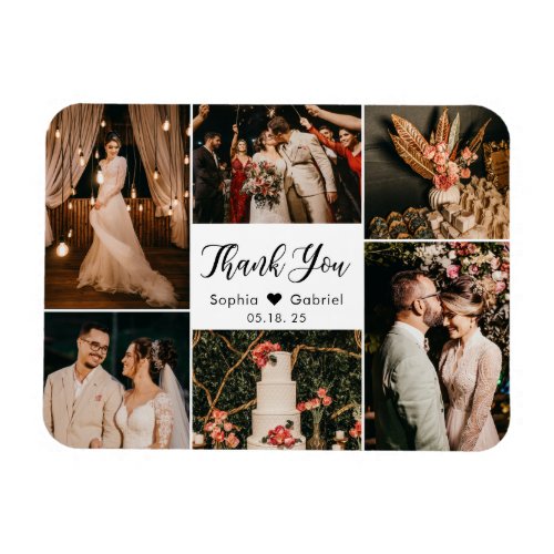 Elegant 6 Photo Collage Wedding Thank You Magnet