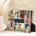 Elegant 6 Photo Graduation Collage Plaque<br><div class="desc">Celebrate your graduate in style by showcasing their 6 favorite senior portraits on this photo collage plaque sign. Classic black and white colors. The black background color can be customized to match school or photo colors. Makes a beautiful keepsake to display in your home.</div>