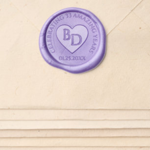 Elegant 6th 33rd 47th Amethyst Wedding Anniversary Wax Seal Sticker