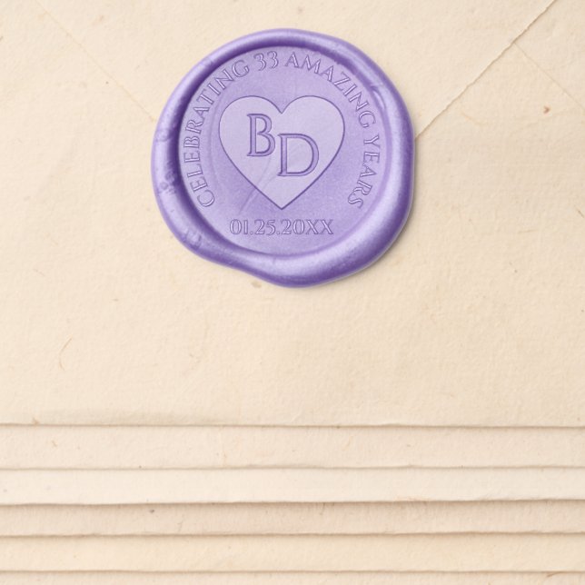 Elegant 6th 33rd 47th Amethyst Wedding Anniversary Wax Seal Sticker (Front)