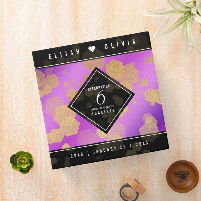 Elegant 6th Amethyst Wedding Anniversary 3 Ring Binder (In Situ)