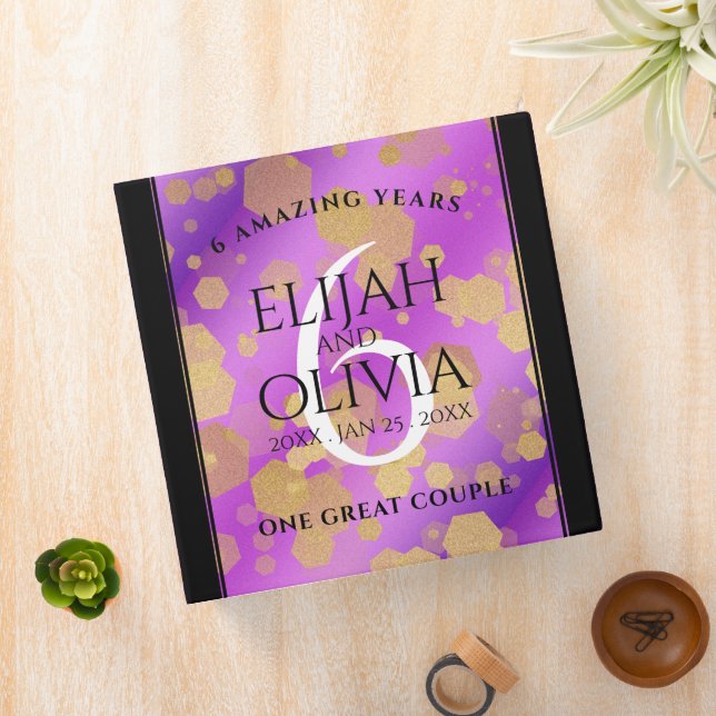 Elegant 6th Amethyst Wedding Anniversary 3 Ring Binder (In Situ)