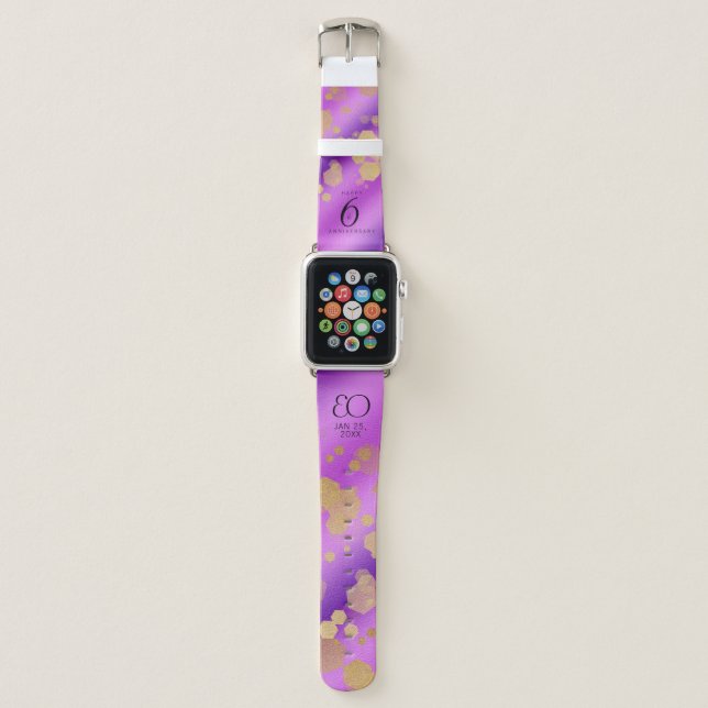 Elegant 6th Amethyst Wedding Anniversary Apple Watch Band (Front)