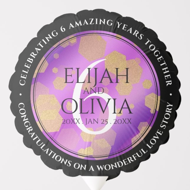 Elegant 6th Amethyst Wedding Anniversary Balloon (Front)