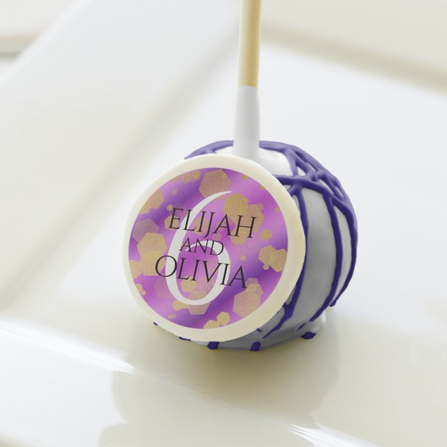 Elegant 6th Amethyst Wedding Anniversary Cake Pops (Front Insitu)