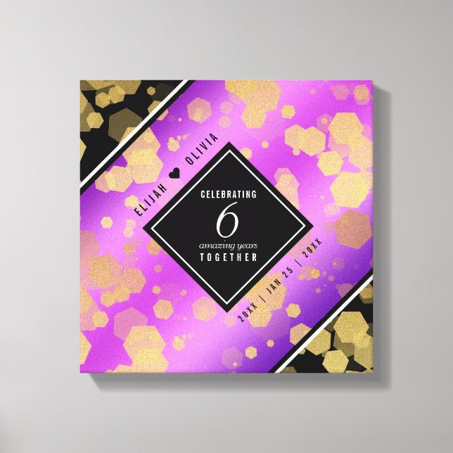 Elegant 6th Amethyst Wedding Anniversary Canvas Print (Front)